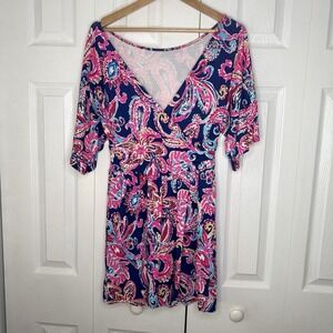Lilly Pulitzer Knit Jersey FLITTING ABOUT PARIGI SKORT ROMPER Boat Neck Large?